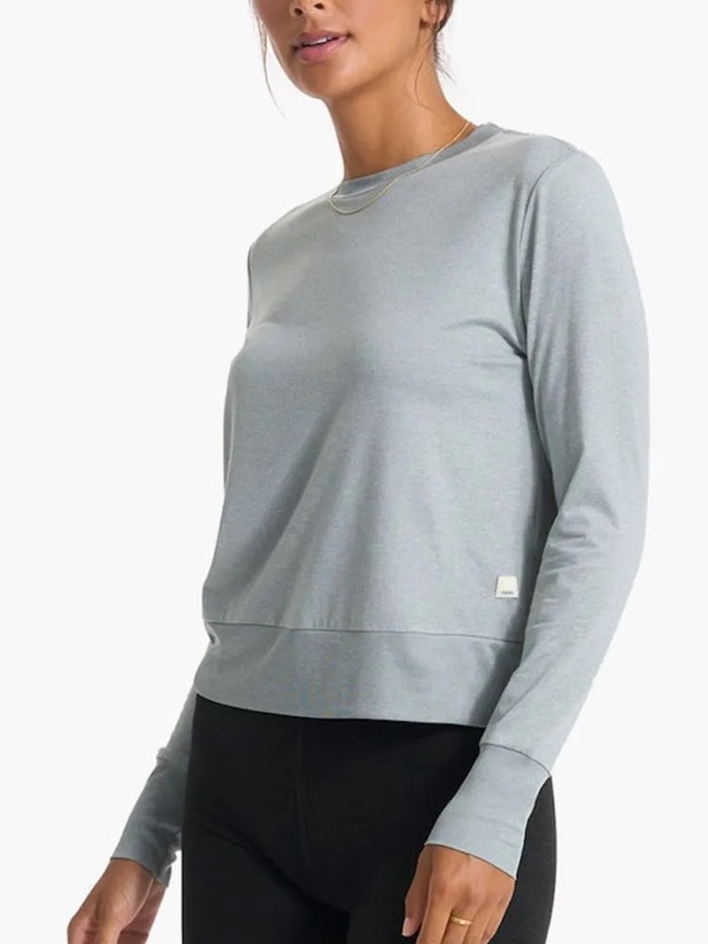 Vuori Soft Heather Crewneck Long Sleeve in Light Gray